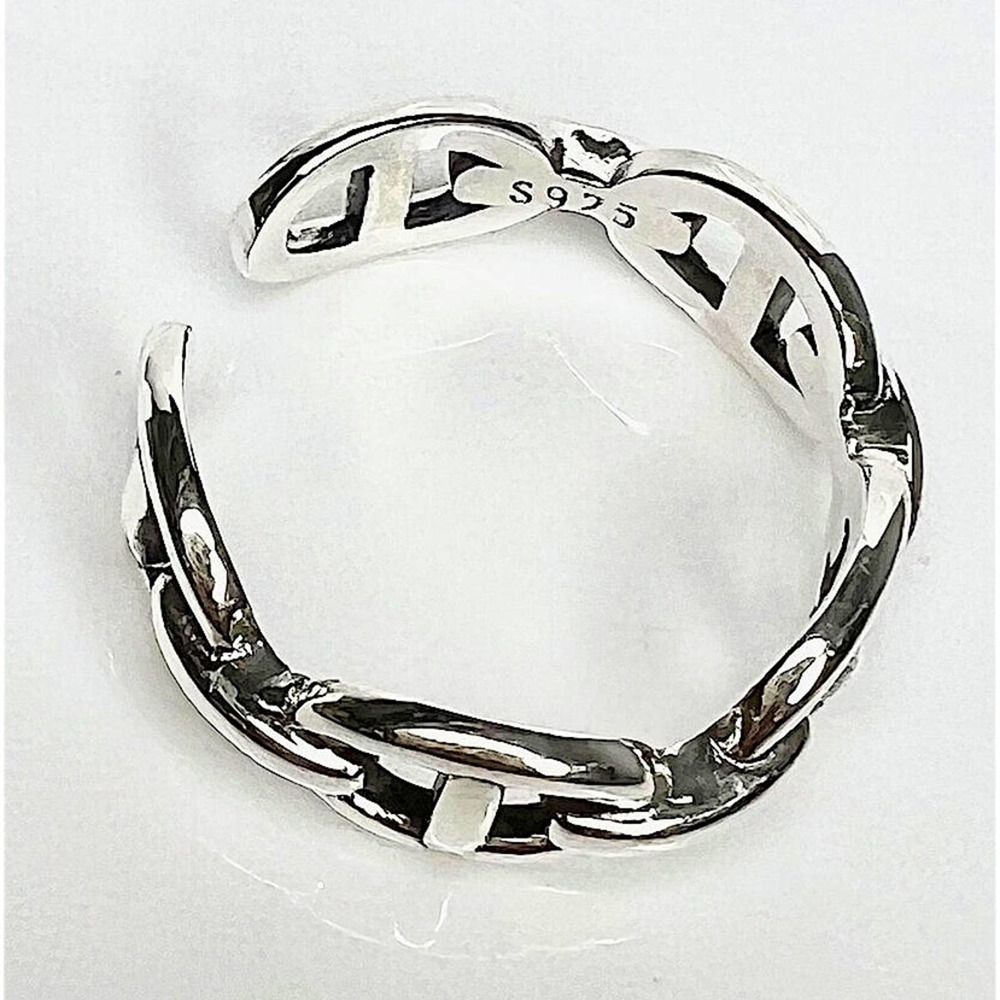 Sterling Silver Mariner Pig Nose Coffee Bean Bangle Cuff Bracelet Matching Ring - Picture 4 of 11